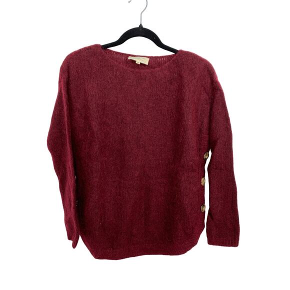 Sezane Paul Jumper Sweater Womens Size XS Button Detail Cranberry Red Wool Blend - Picture 1 of 7